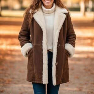 Vtg J. Percy for Marvin Richards Brown Suede Leather Faux Fur Shearling Jacket